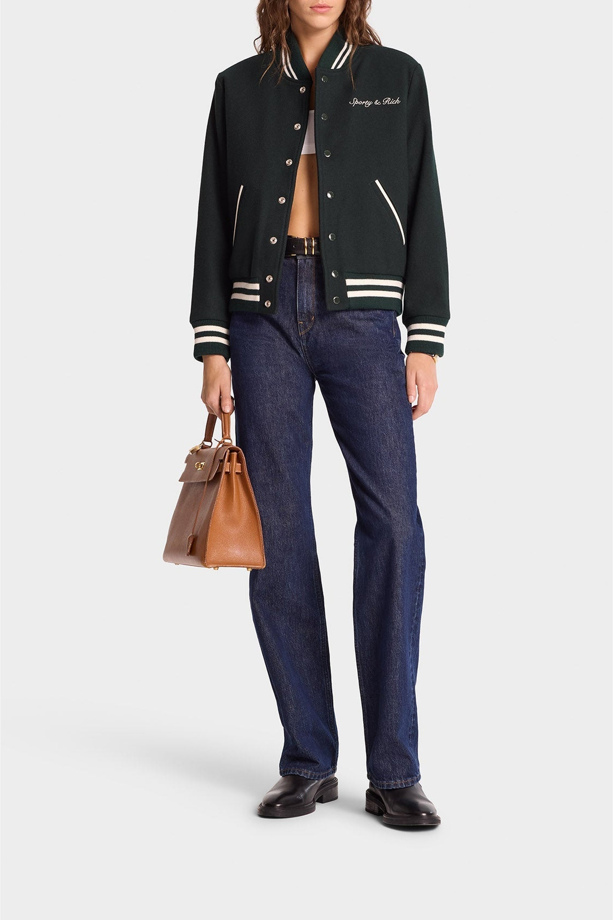 Veste bomber Varsity en laine - Forest