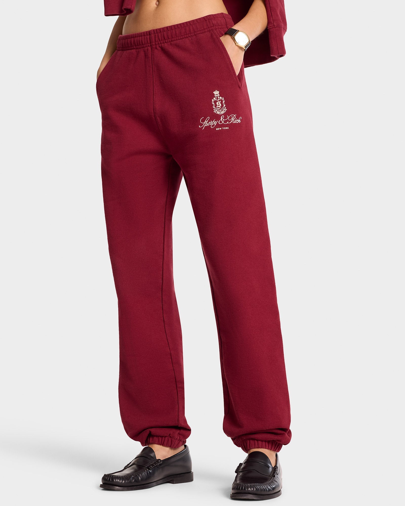 Pantalon de survêtement Vendome à broderie - Merlot