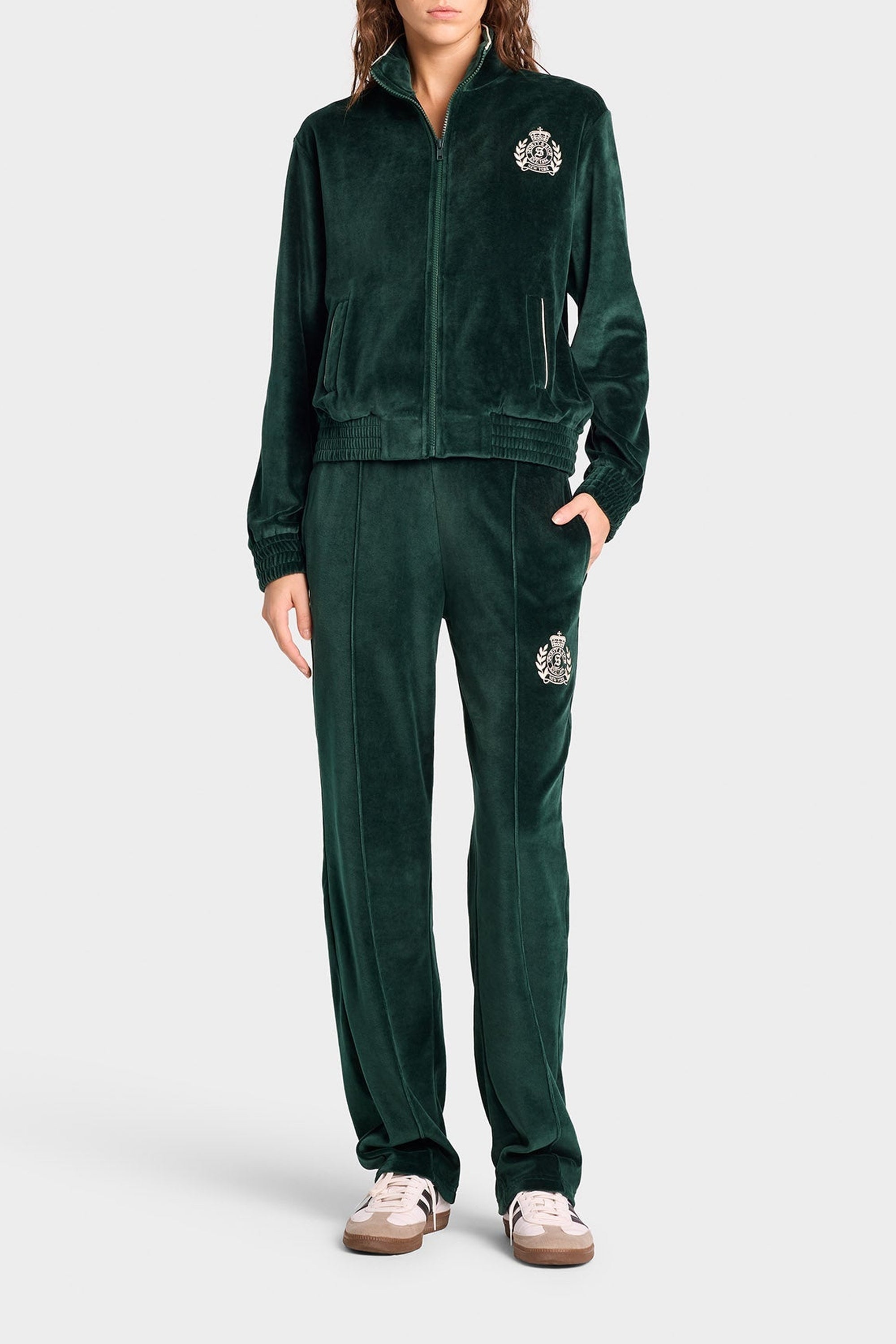 NY Crest velour trousers - Forest