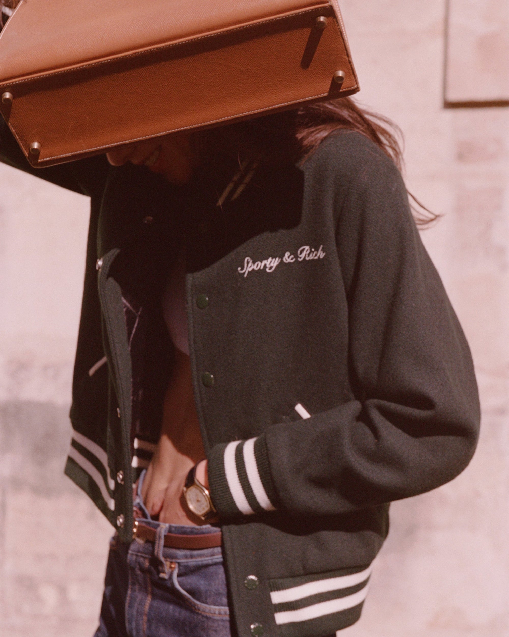 Veste bomber Varsity en laine - Forest