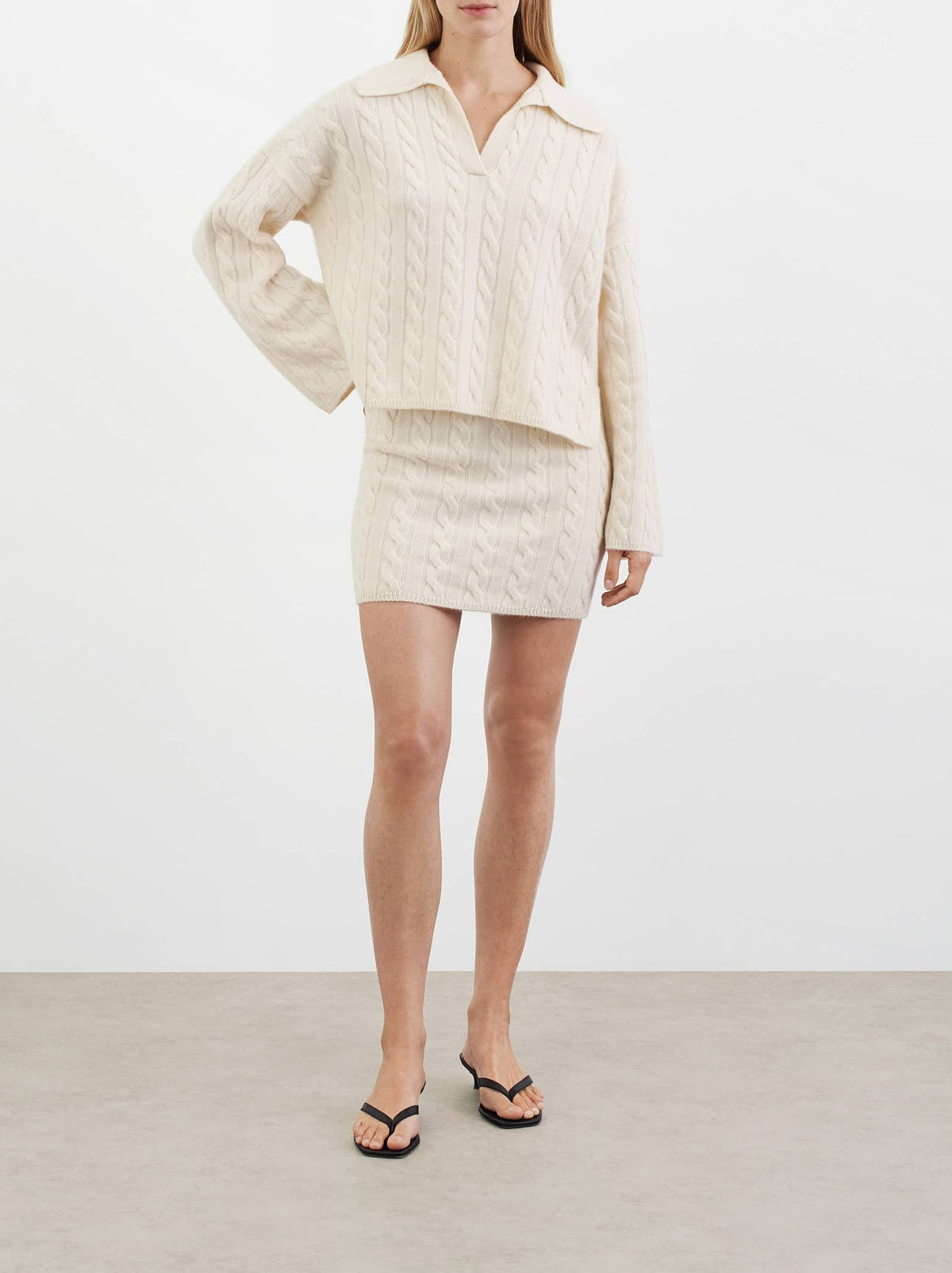 Cashmere cable-knit skirt - White