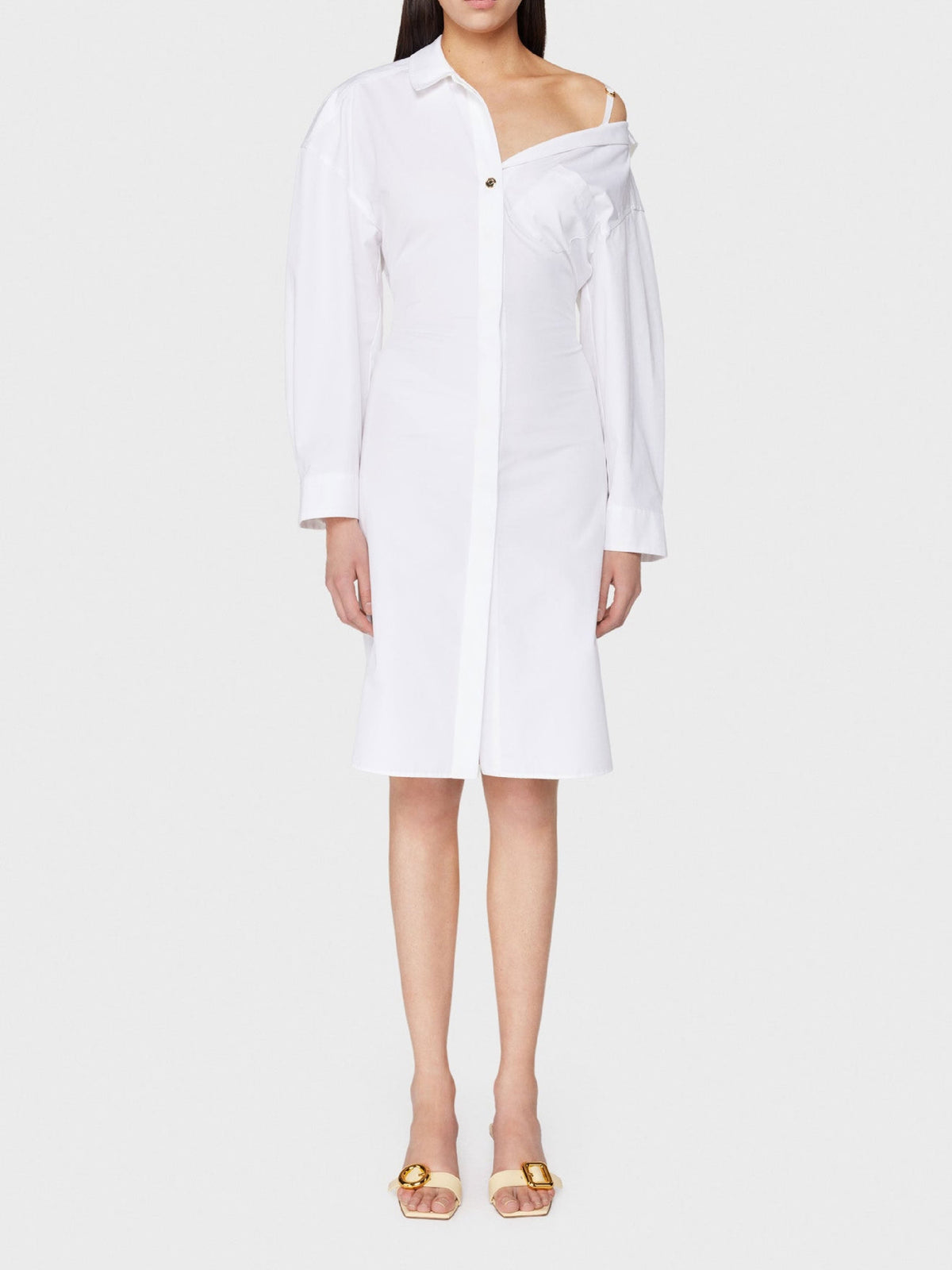 Robe chemise asymétrique - White