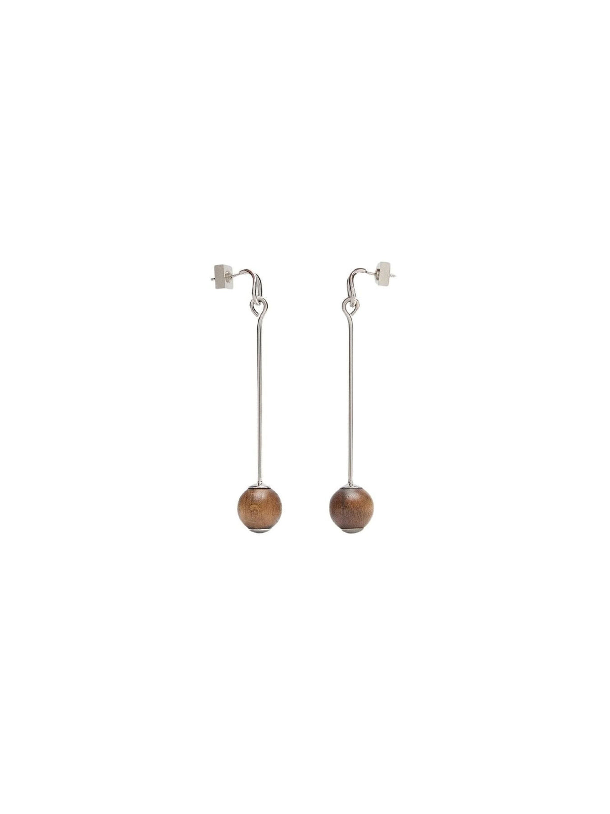 Boucles d'oreilles Nodo en laiton et bois - Silver & Brown