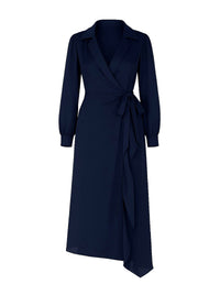 Robe portefeuille midi en soie - Blue