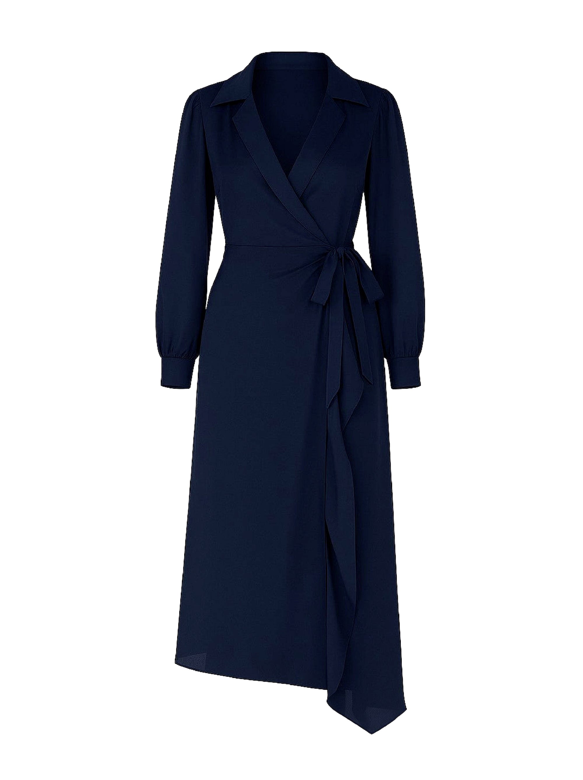 Robe portefeuille midi en soie - Blue