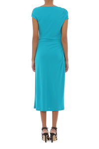 Robe midi à drapés latéraux - Green & Light Blue