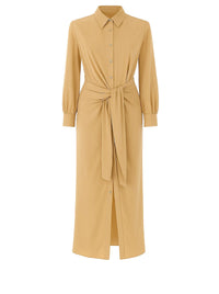 Silk draped blouse maxi dress - Beige