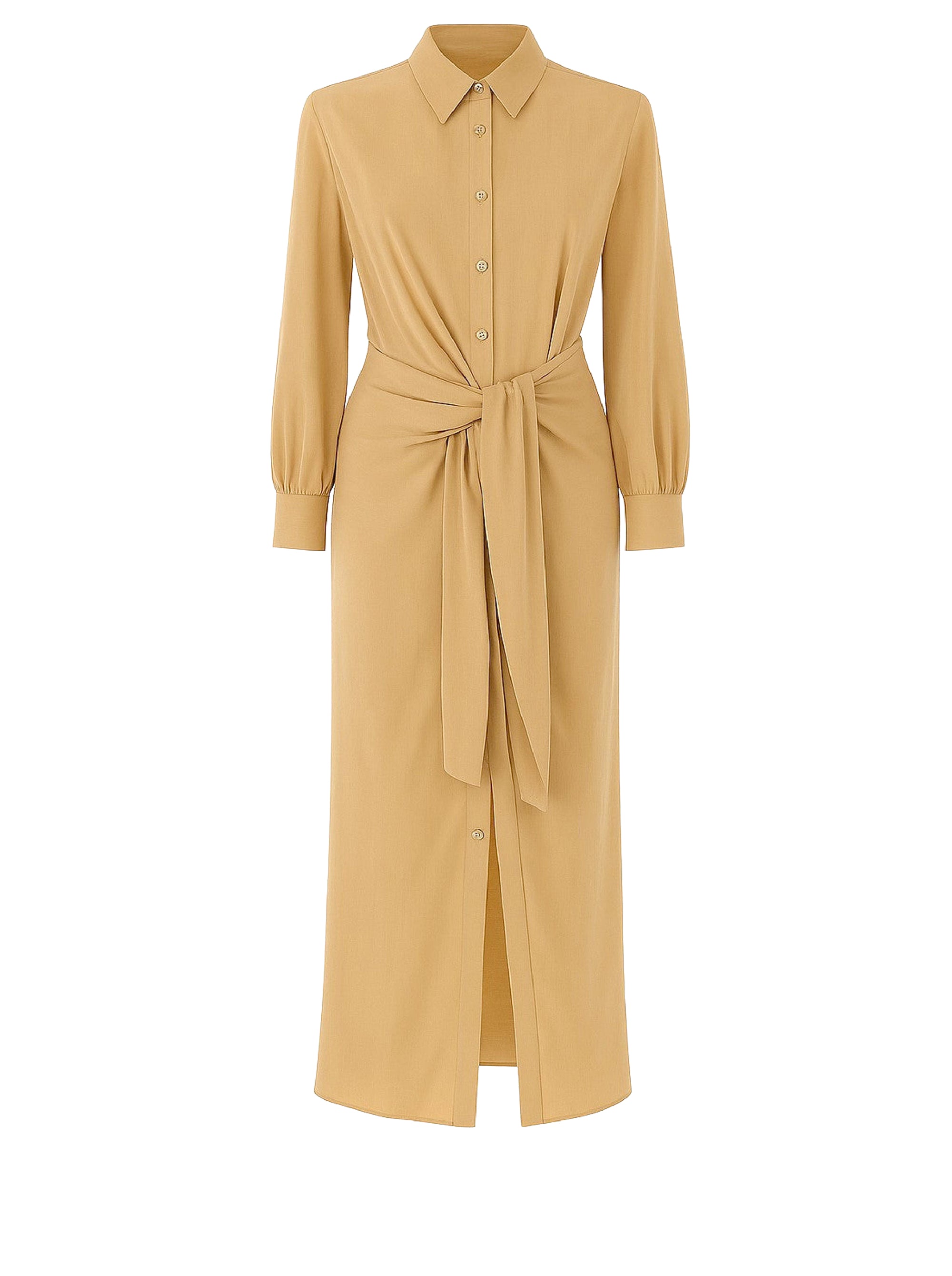 Silk draped blouse maxi dress - Beige