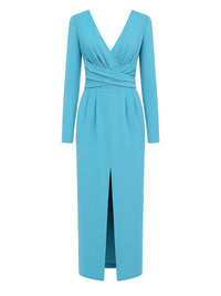 Robe midi manches longues - Green & Light Blue