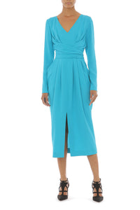Robe midi manches longues - Green & Light Blue