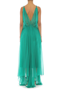 Silk chiffon midi dress - Green