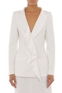 Veste drapée en satin - White