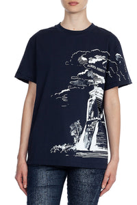 T-shirt en coton à imprimé - Blue