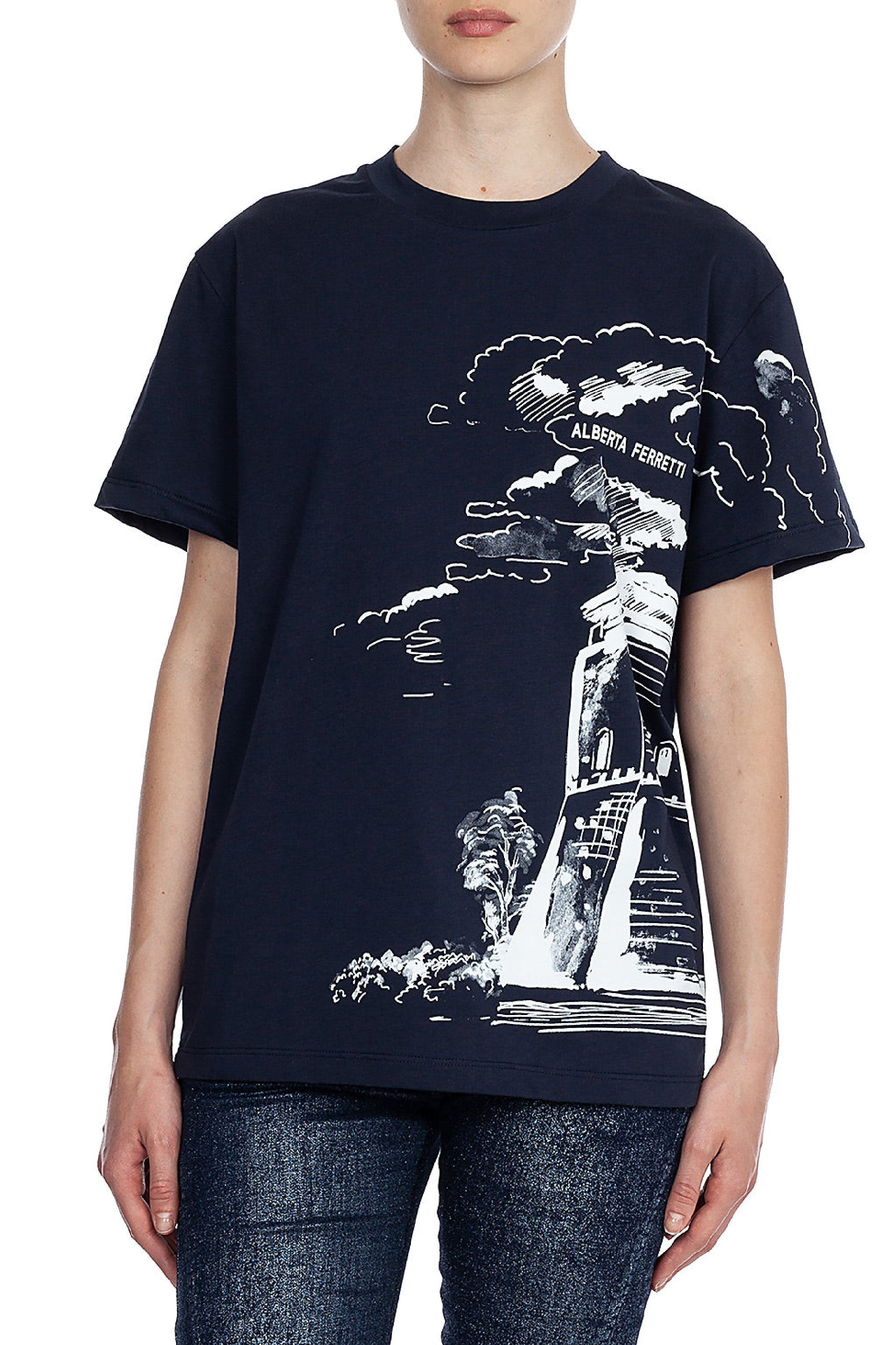 T-shirt en coton à imprimé - Blue
