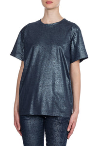 T-shirt à col rond en coton - Blue