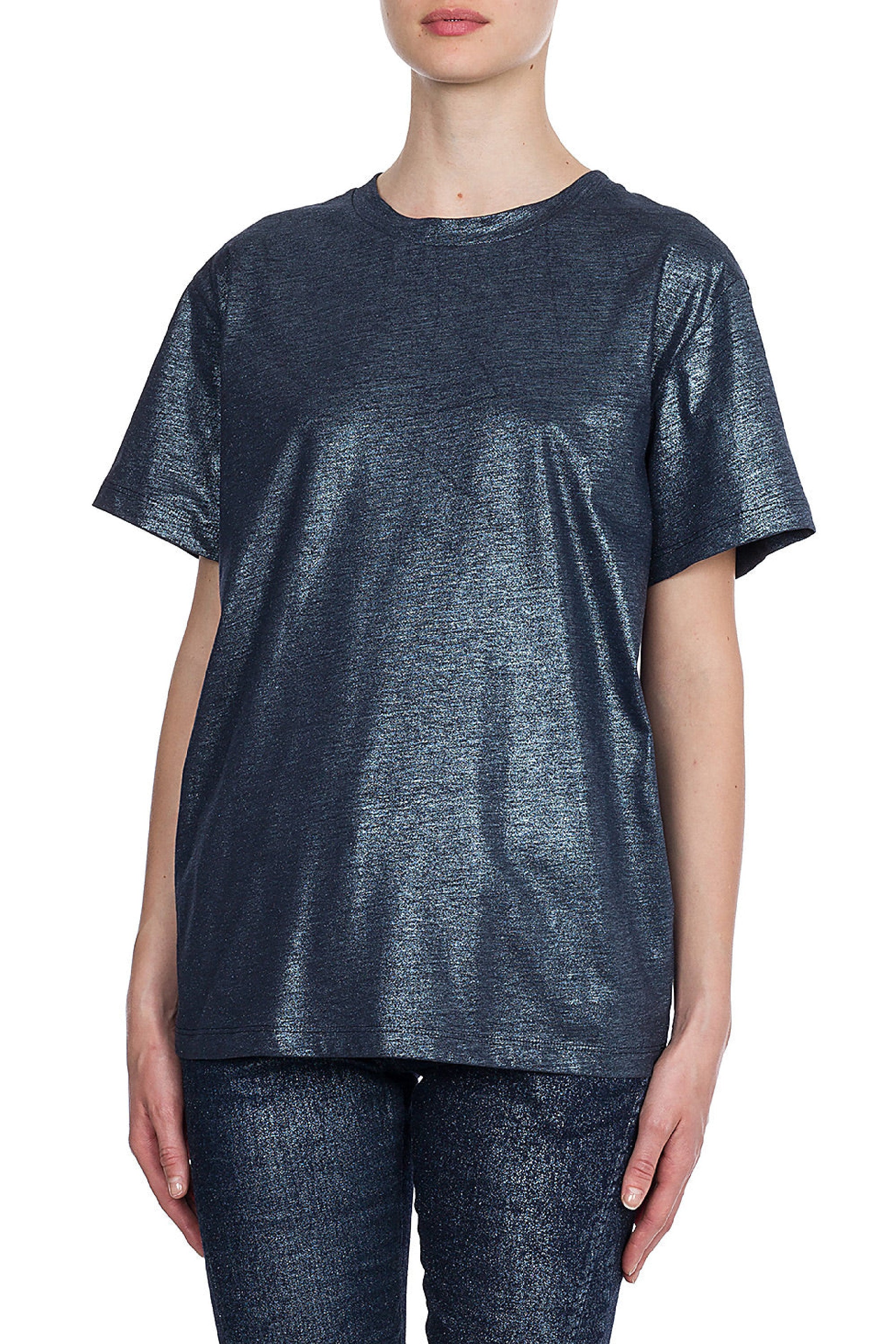 T-shirt à col rond en coton - Blue