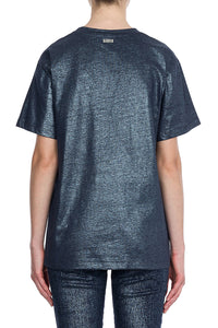 T-shirt à col rond en coton - Blue