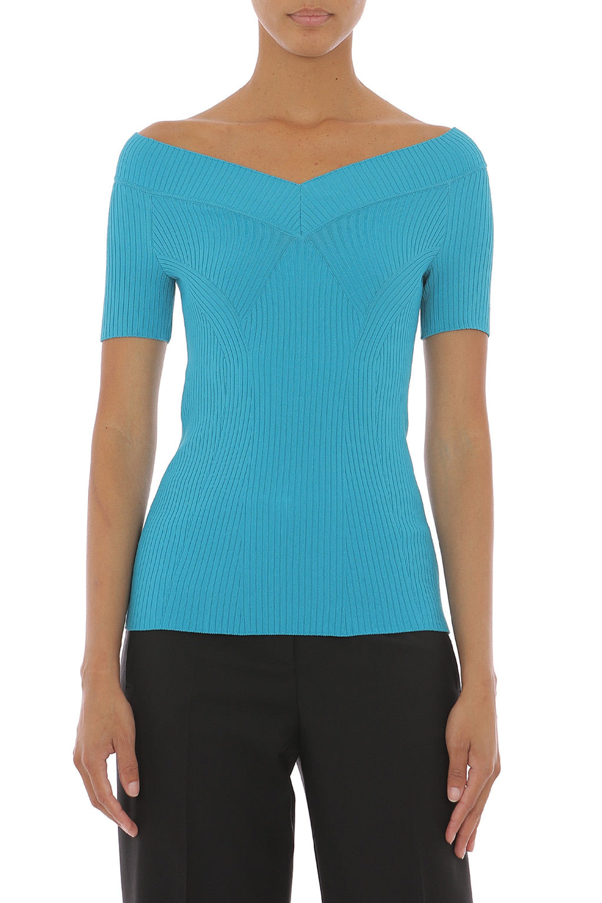 Top à épaules dénudées - Green & Light Blue