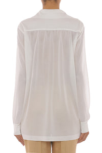 Pull plissé à col v - White
