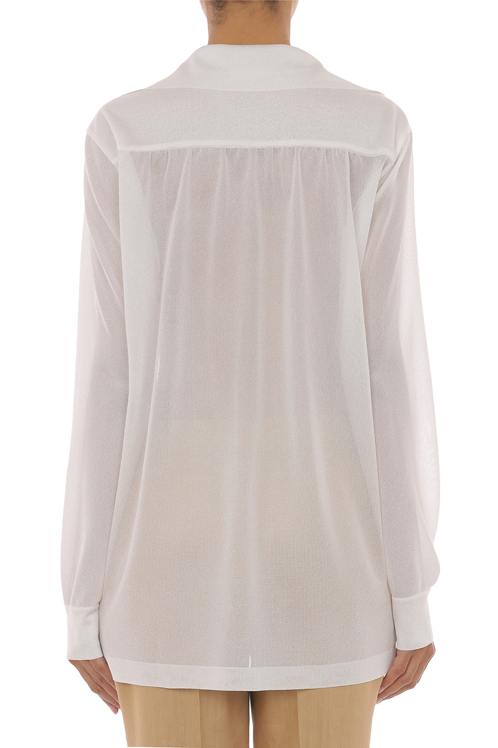 Pull plissé à col v - White