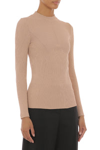 Pull ajusté à manches longues - Beige & Brown