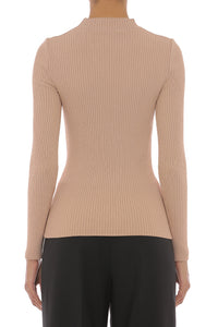 Pull ajusté à manches longues - Beige & Brown