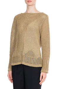 Lamé openwork jumper - Beige