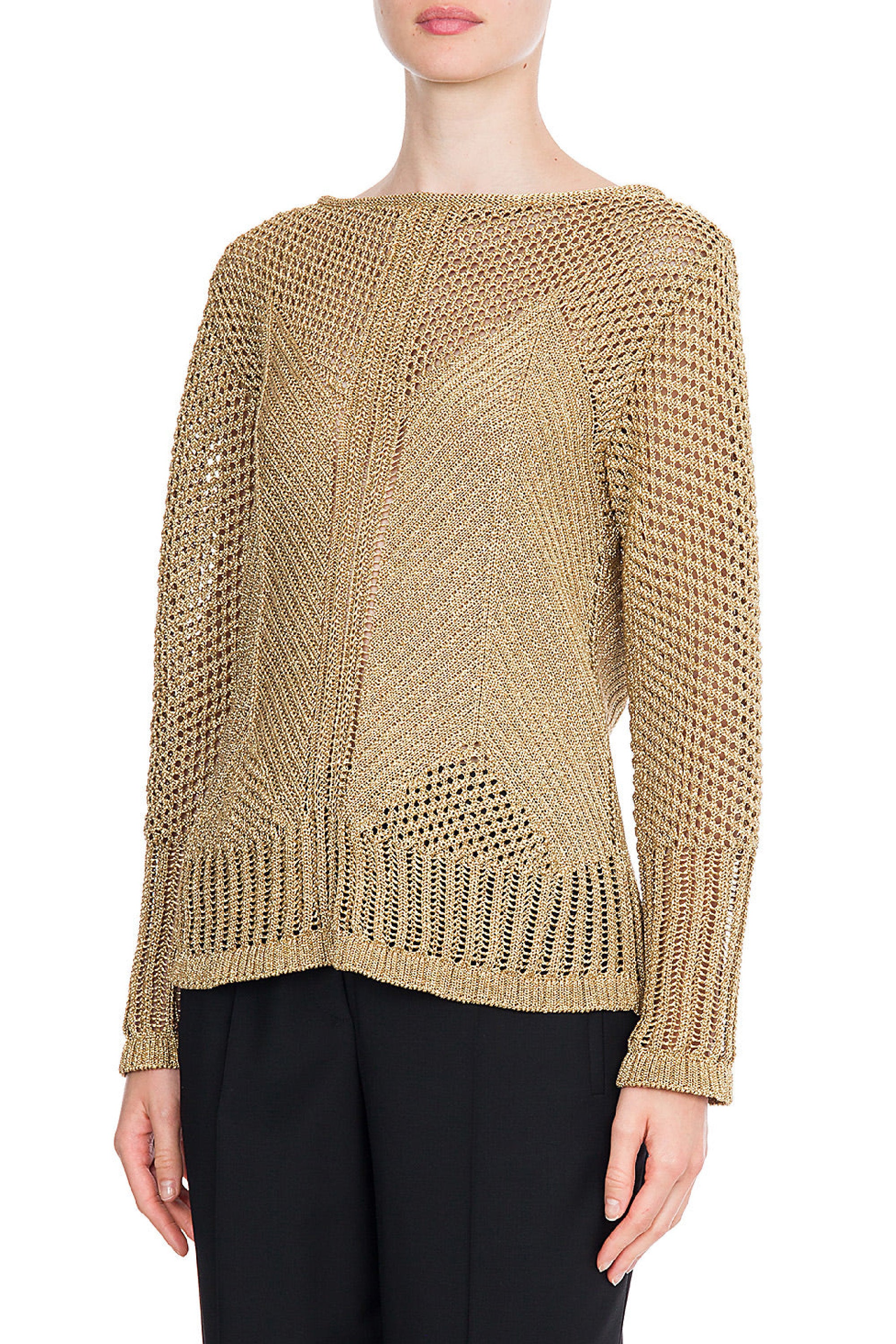 Lamé openwork jumper - Beige