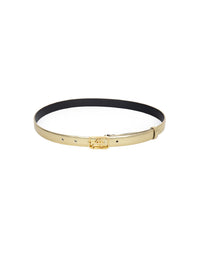 Ceinture en cuir laminé à boucle logo - Shiny Gold