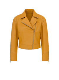 Veste de motard en daim - Brown & Yellow