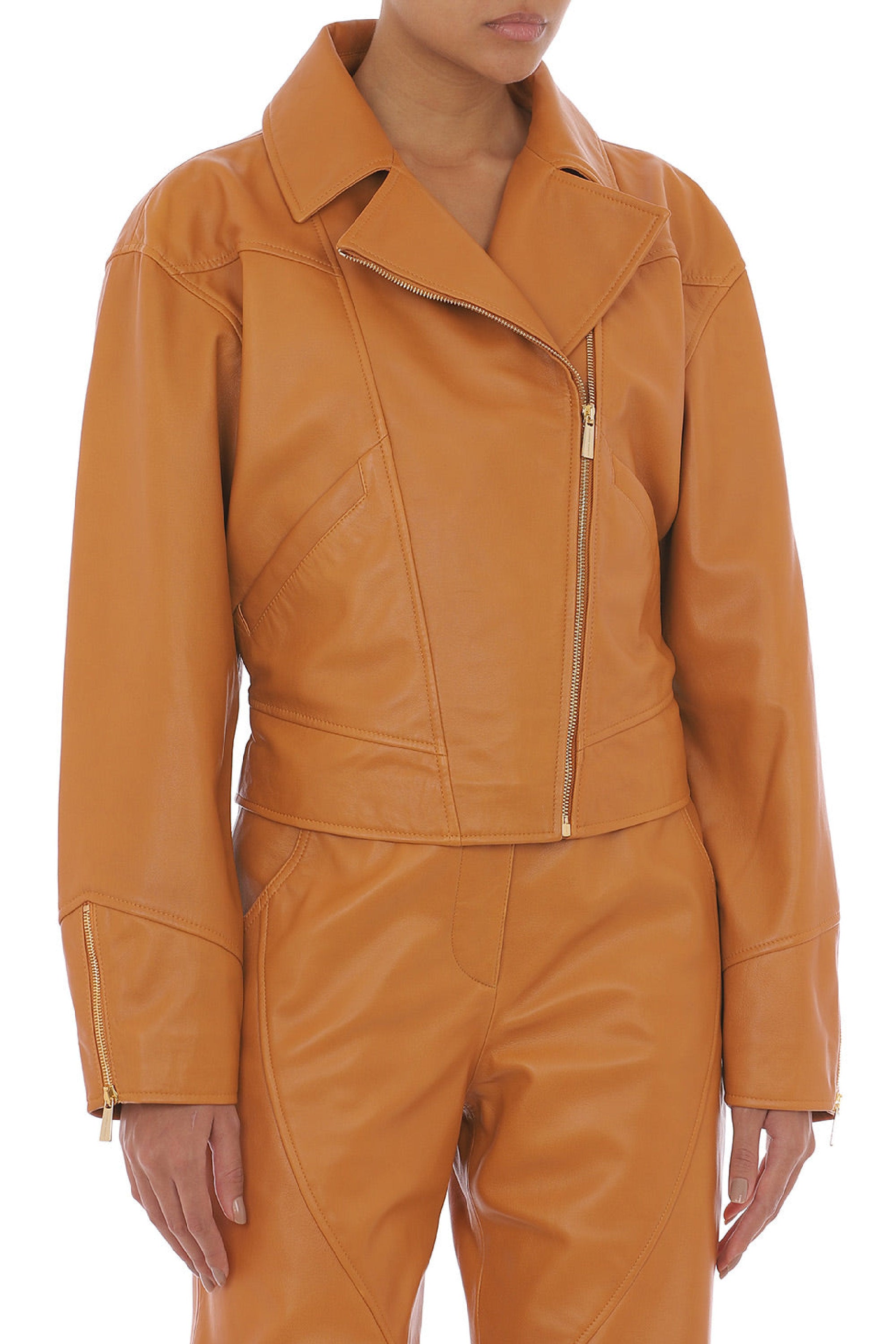 Veste de motard en daim - Brown & Yellow