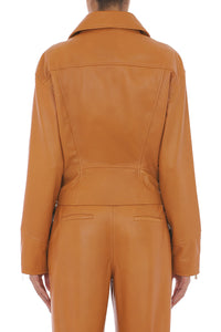 Veste de motard en daim - Brown & Yellow