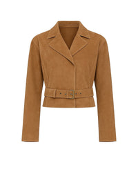 Veste de motard en daim - Beige
