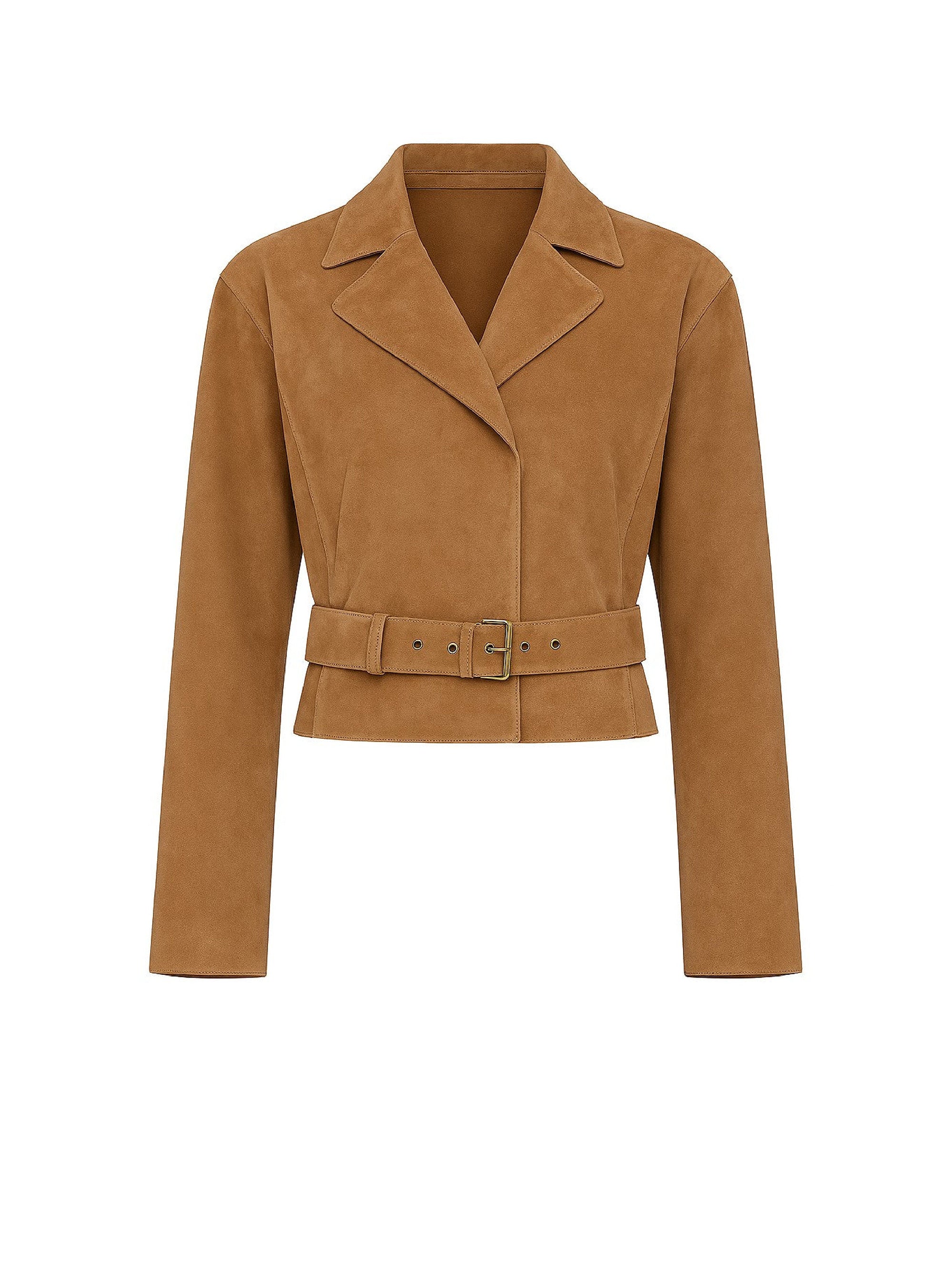 Veste de motard en daim - Beige
