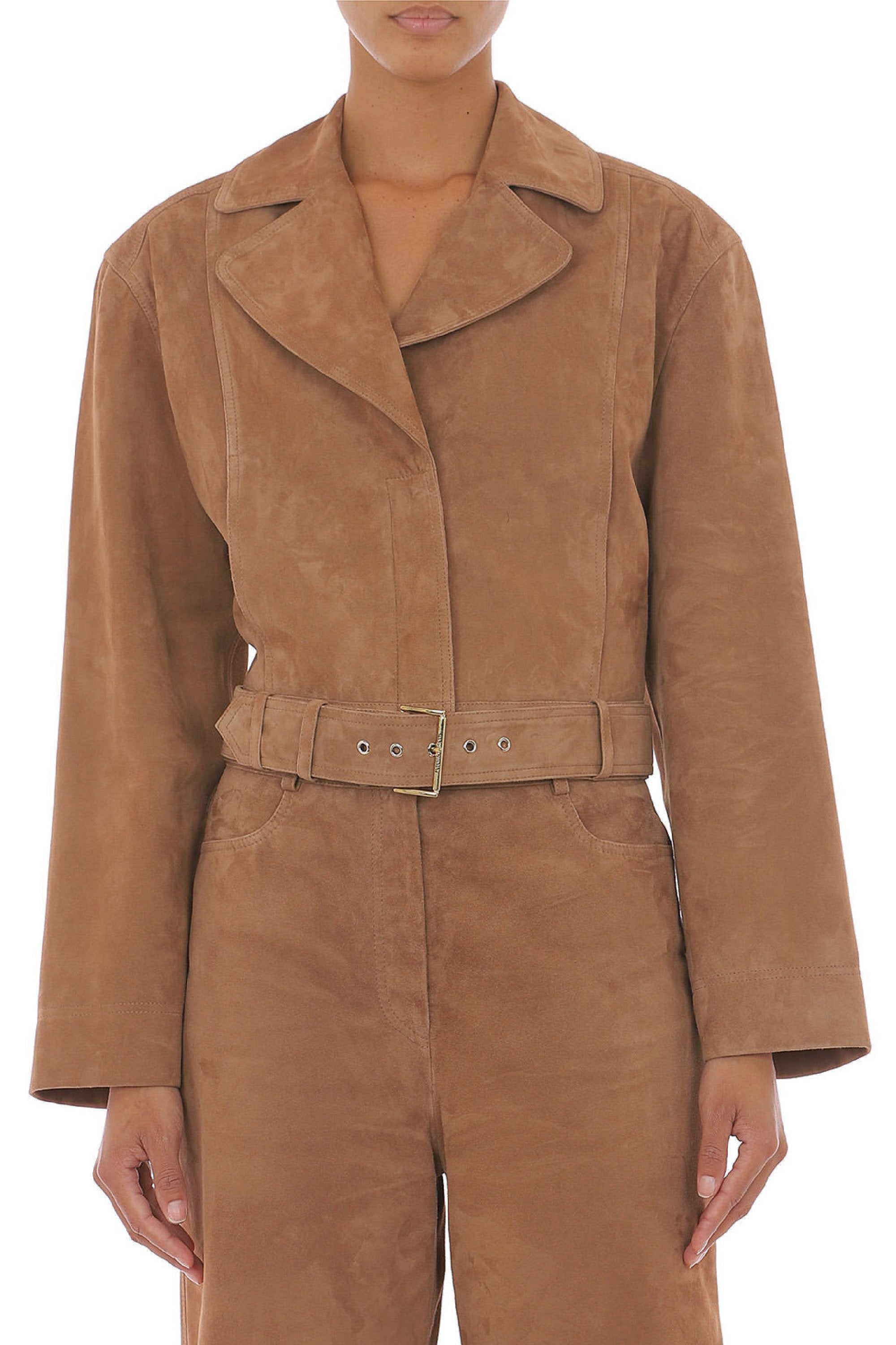 Veste de motard en daim - Beige