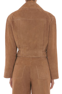 Veste de motard en daim - Beige