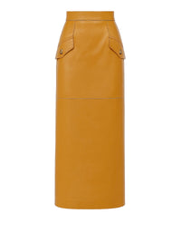 Jupe longue taille haute en daim - Brown & Yellow