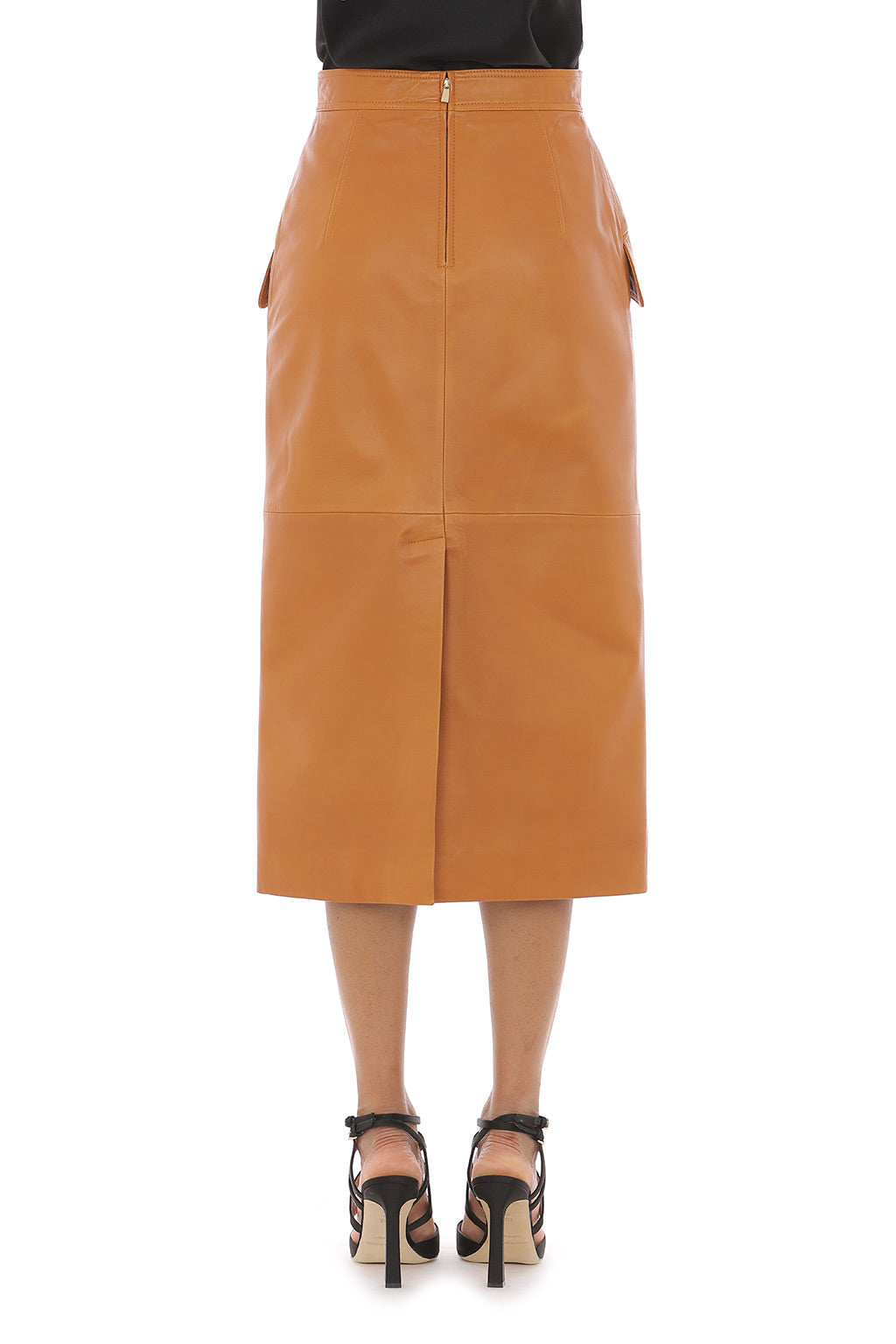 Jupe longue taille haute en daim - Brown & Yellow