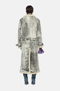 Manteau long ceinturée en cuir - Dark Grey & Milk