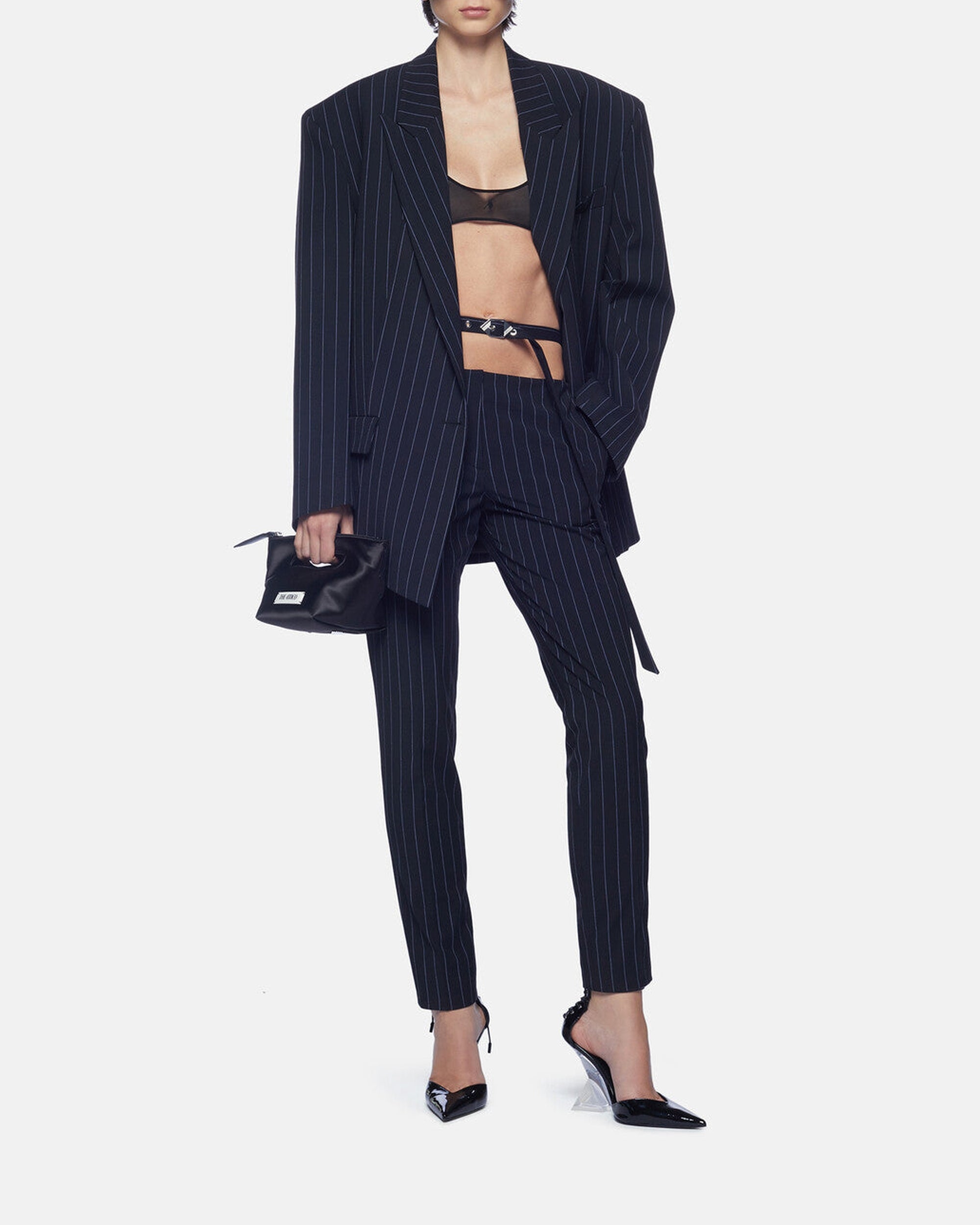 Blazer oversize Glen à rayures - Blue Navy & Blue