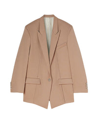 Blazer oversize Glen en laine - Beige