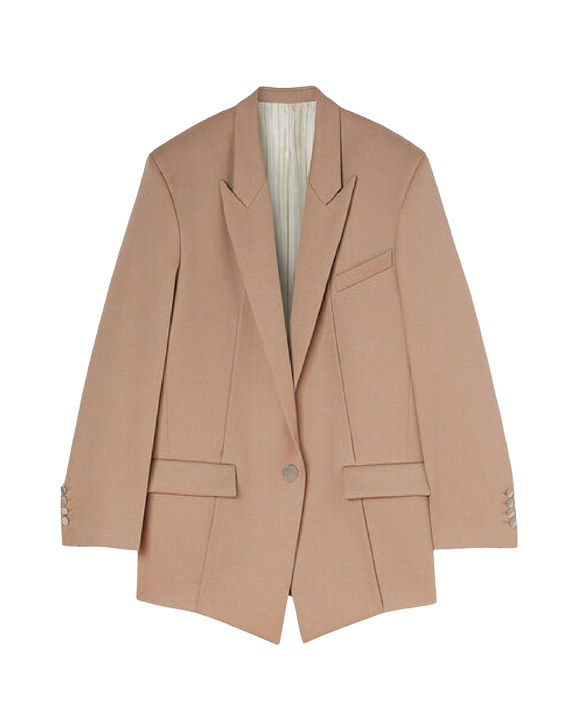 Blazer oversize Glen en laine - Beige