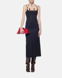 Robe midi en laine à double bretelles - Black