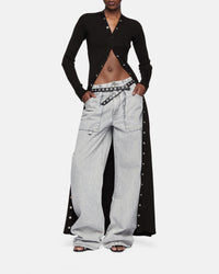 Cardigan long extensible boutonné - Black
