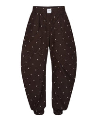 Pantalon long en popeline imprimée - Chocolate & Soft Pink