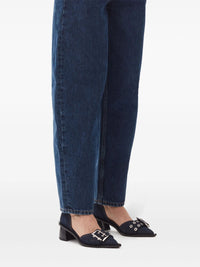 Escarpins ouverts à boucles en denim - Dark Navy