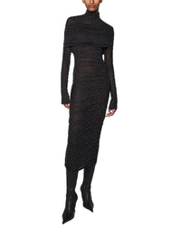 BLACK // black embellished ruched dress