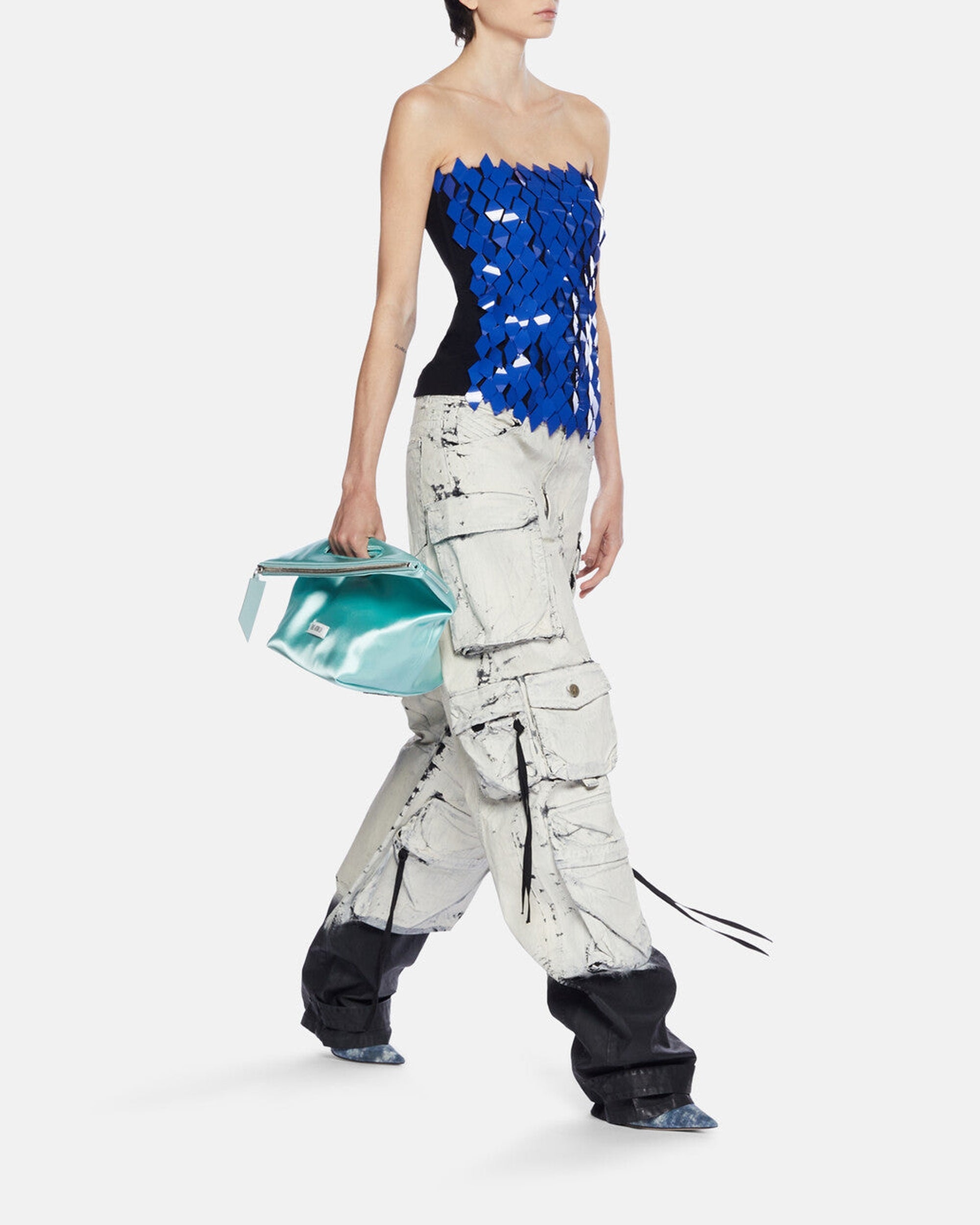 Pantalon long Fern en denim - White & Black