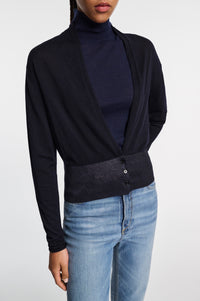 Cardigan Shimmering Merino - Dark Navy