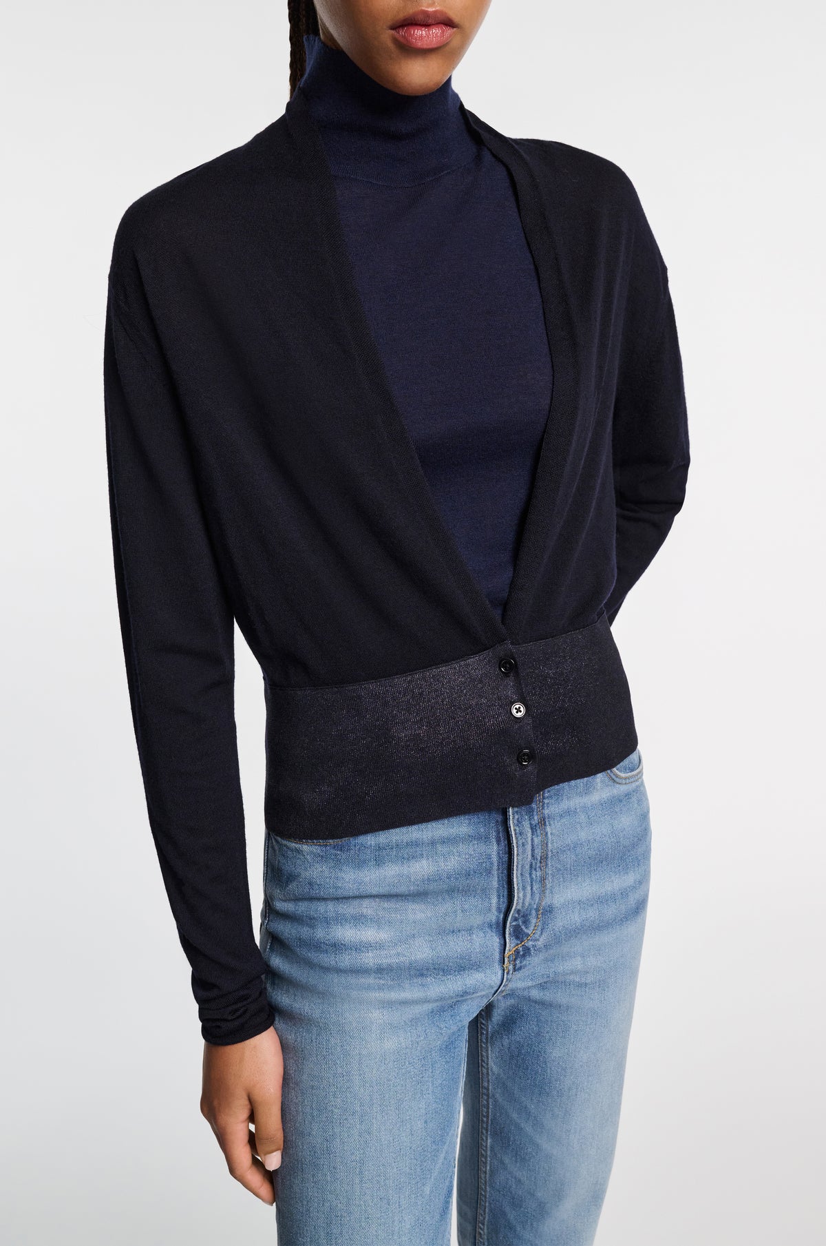 Cardigan Shimmering Merino - Dark Navy